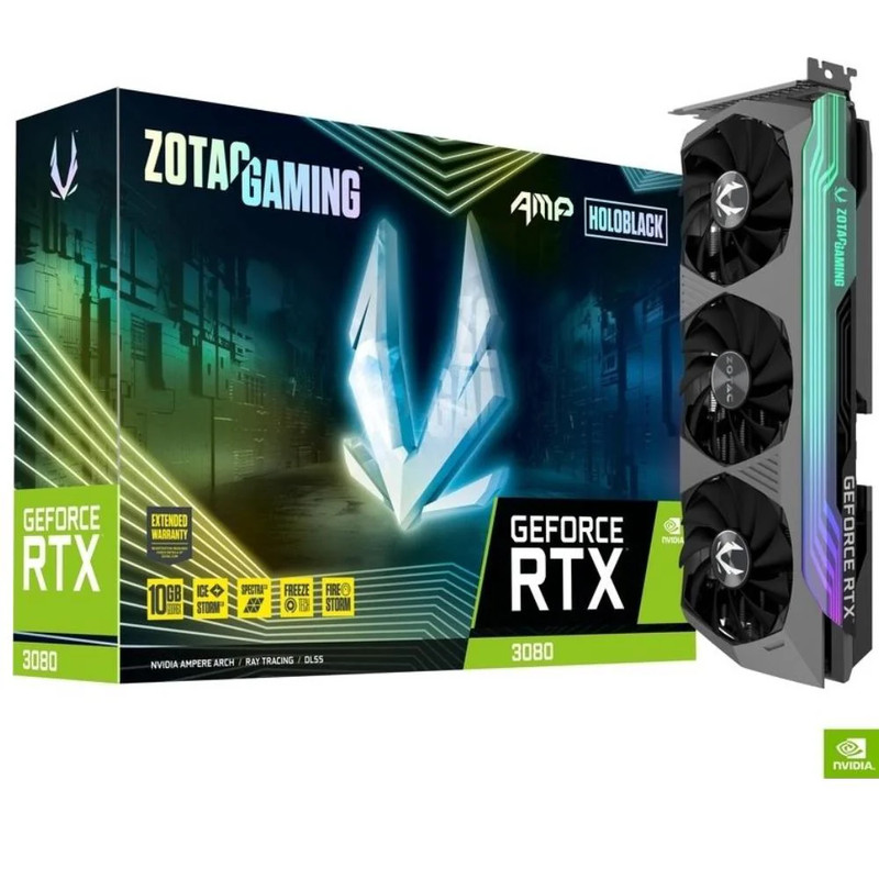 Zotac GeForce RTX 3080 AMP Holo LHR 10GB GDDR6X Graphics Card ZT-A30800F-10PLHR - كرت الشاشة